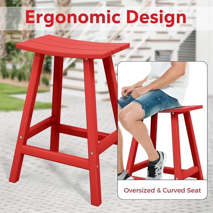 Costaelm Outdoor Bar Table, 37" Counter Height Round Patio Cocktail Table Set for Deck, Backyard, Garden, Red