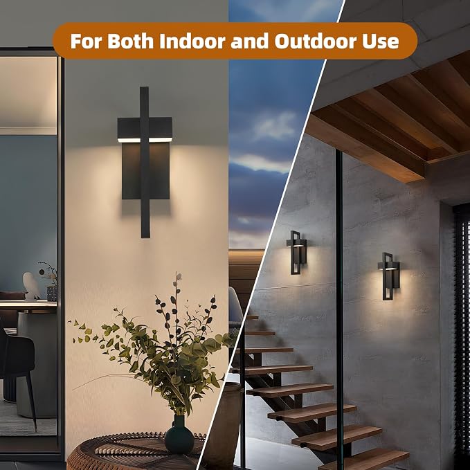 16.5'' Modern LED Outdoor Wall Sconce, Integrated LED Outdoor Light Fixtures Wall Mount Exterior Lights, Black Front Porch Outside Lighting for House, Backyard, Warm White 3000K, 1 Pack