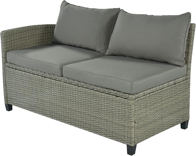 Outdoor Patio Furniture Set, 5 Piece Conversation Set, Wicker Furniture, Sofa Set, Rattan Chairs, Garden, Backyard, Balcony, Porch, Loveseat by PIS