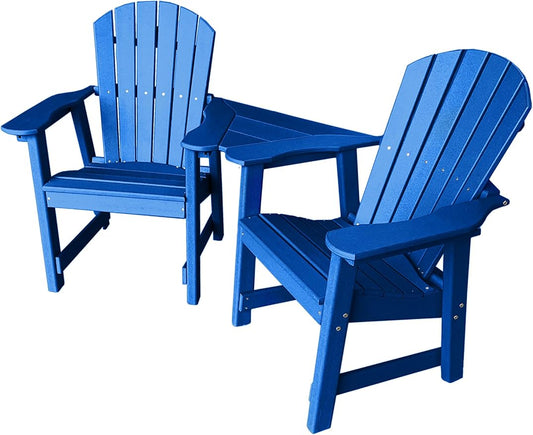 Phat Tommy 2 Chair Dining Table Set - Poly Outdoor Furniture - Small Patio Dining Set for Apartment Balcony Furniture, Recycled Poly Lumber Chairs and Table, Blue