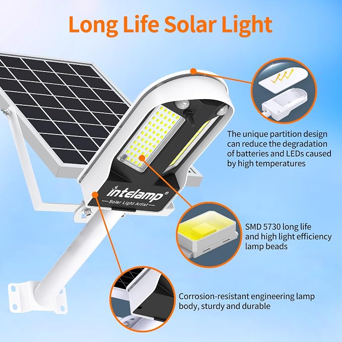 Solar Street Lights Outdoor Waterproof 3000LM 12500mAh Dual Sensor | Security Flood Light with Remote, PIR Motion Sensor, Dusk to Dawn Linkable Streetlight for Driveway, Parking Lot & Yard