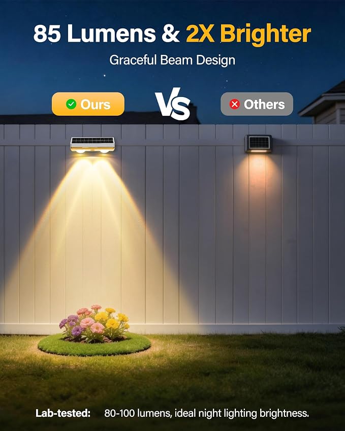 Solar Fence Lights Outdoor, 6 Pack Fence Lights Solar Powered