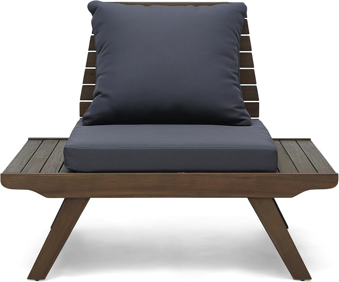 Christopher Knight Home Outdoor Acacia Wood 4 Seater Chat Set, Gray and Dark Gray