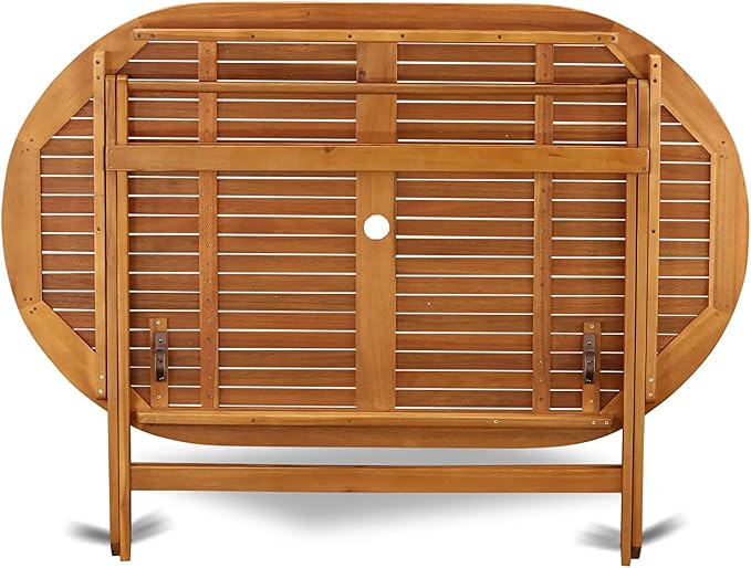 East West Furniture DIFM5CWNA 5 Piece Patio Garden Table Set Includes an Oval Outdoor Acacia Wood Dining Table and 4 Folding Side Chairs, 36x60 Inch, Natural Oil