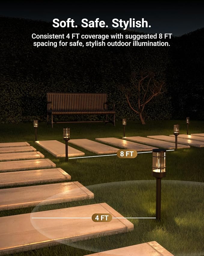 Sunco 6 Pack Low Voltage Garden Landscape LED Pathway Lights, 1.5W | 50LM, 3000K Warm White, Landscape Pathway Lighting, Transparent Polycarbonate Lens with Connectors, For Walkways, Wet Rated