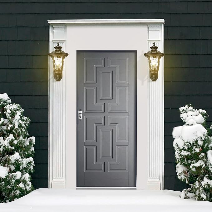 Outdoor Light Fixtures Wall Mount, Waterproof Exterior Wall Lanterns with Waer Ripple Glass, Outside Sconces, Front Porch Lights for House Garage Doorway Patio