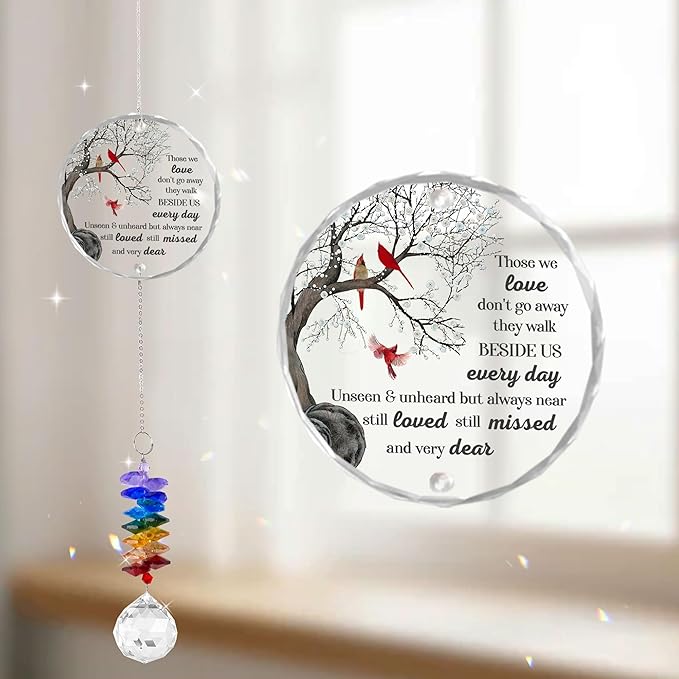Memorial Suncatcher Ornament - Sympathy Gift for Loss of Loved One - Crystal Rainbow Maker - Those we Love Don't go Away - Hanging Crystal Decor Home Decor Window Décor