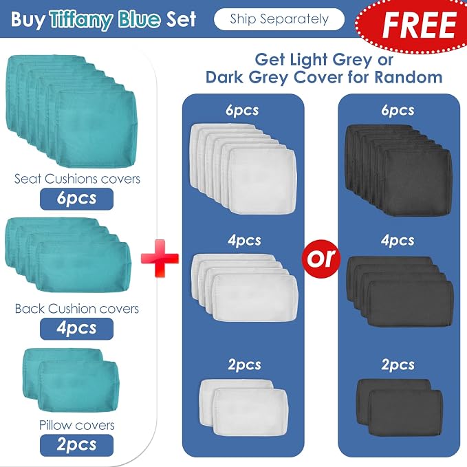RADIATA 9 Piece Wicker Patio Furniture Set with Fire Pit, All-Weather Outdoor Sectional Couch High Back Large Size, Modular Backyard Seating Sofa Set with Propane/Natural Gas Firepit Table, Grey&Teal