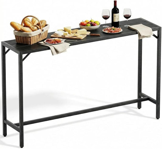 TLSUNNY Outdoor Bar Table, 63" Patio Counter Height Table, High Top Furniture w/HDPE Top, E-Coating & Hammer-Finish Frame, Adjustable Foot, All Weather for Hot Tub,Balcony,Poolside,Kitchen