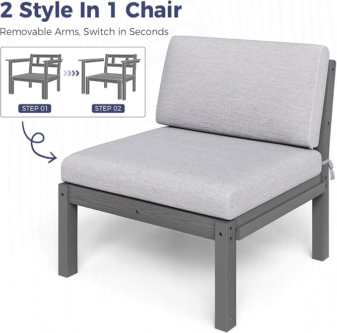 Modular Outdoor Patio Conversation Set, 11-Piece U-Shaped Sectional Sofa Set with Coffee Tables & Thick Cushions, Easy Side Interlock, HIPS All-Weather Patio Furniture Set for Backyard, Deck, Poolside