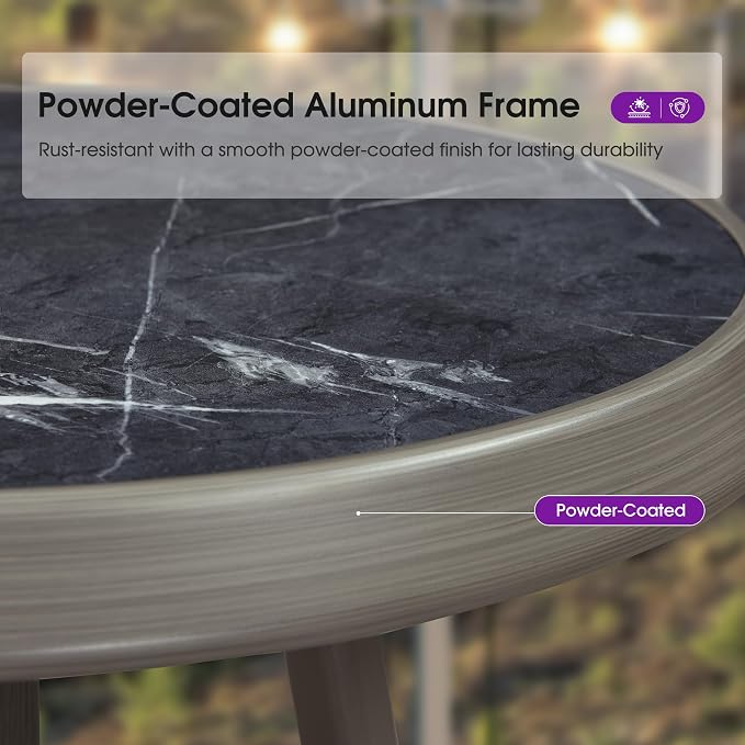 PURPLE LEAF Counter Height Table Patio Round Table Dining Coffee Kitchen Breakfast Bistro Outdoor Pub Bar Table for Garden Balcony, Light Grey