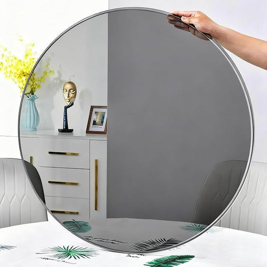 18" Tempered Glass Table Top Round Gray Table Surface 1/4'' Thick Pencil Polished Edge Multipurpose for Dining, Coffee, Restaurant and End Table (18 inch-Gray)