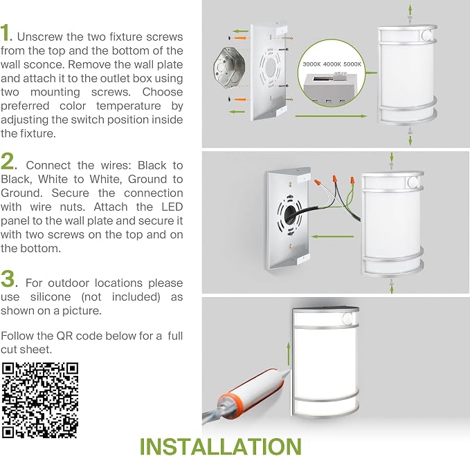 ASD 10 Inch Motion Sensor LED Outdoor Sconce Lights - 15W 120-277V 3000K 4000K 5000K Nickel Exterior Lighting Fixtures, Exterior Lights for House, Modern Patio Wall Light Fixture ETL