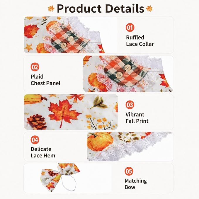 STONESTAR Fall Porch Goose Outfits Autumn Goose Clothes with Pumpkin Dress Bow Headband, Fits 23 Inch Cement Plastic Geese Statues, Thanksgiving Goose Costume for Yard Patio Lawn Outdoor Decor