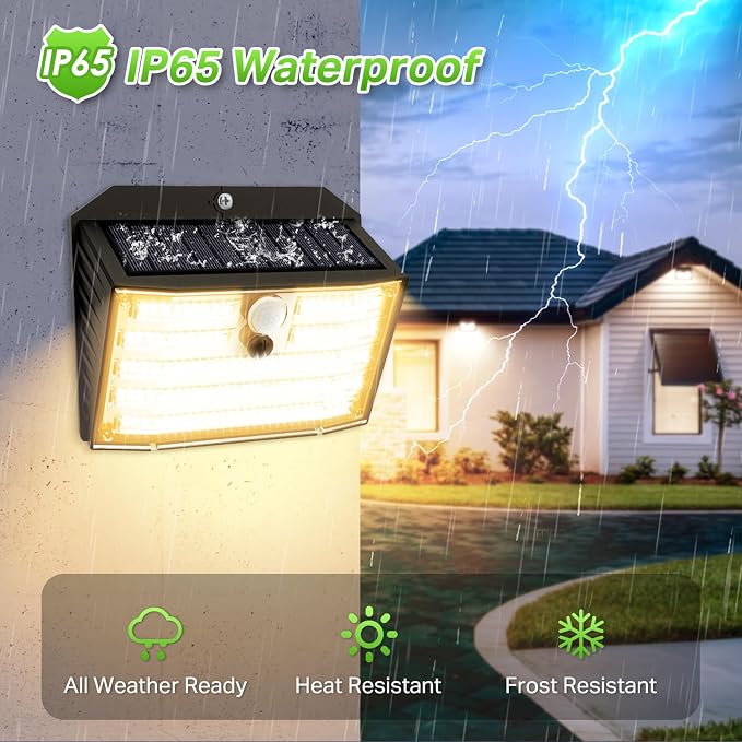 [12 Packs] Solar Motion Lights Outdoor, Ultra Bright Solar Fence Lights with Motion Sensor, IP65 Waterproof Security Light 3 Modes, 270° Lighting Angle, Wall Lights for Deck Patio Fence Garage Door