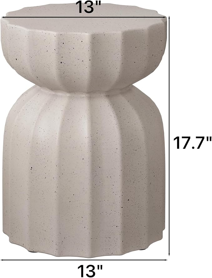 35.43" Concrete Outdoor Table,Modern Round Stone Coffee Table,Waterproof Outdoor Coffee Table for Patio for Terraces, Gardens, Backyards and Living Rooms (White, 13"*13 * 17)