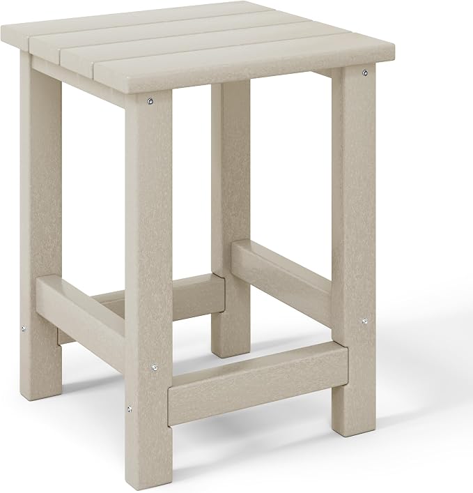 WestinTrends Malibu Kids Outdoor Patio Furniture HDPE Adirondack Square Side Table, Sand