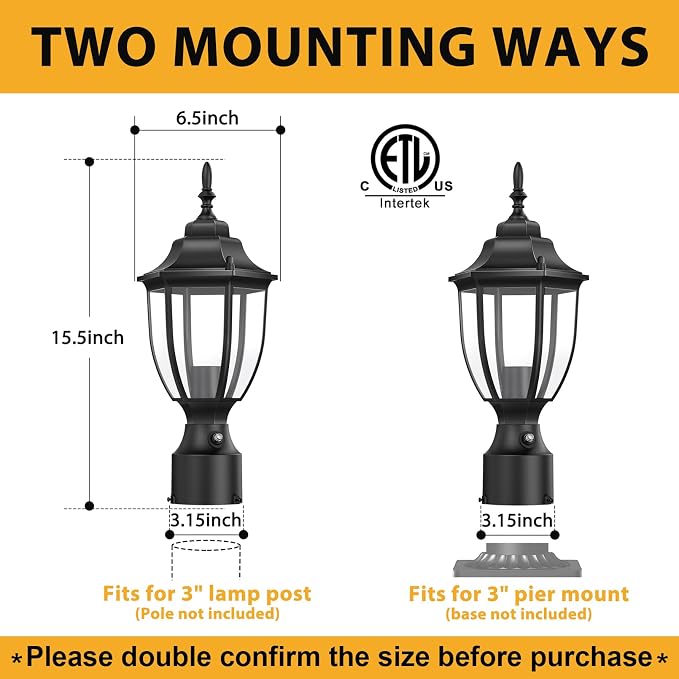 Lamomo Dusk to Dawn Outdoor Post Lights, Waterproof Aluminum White Lamp Post Light Fixture, Lamp Posts Outdoor Lighting Pole Lantern for Yard Patio Pathway Garden