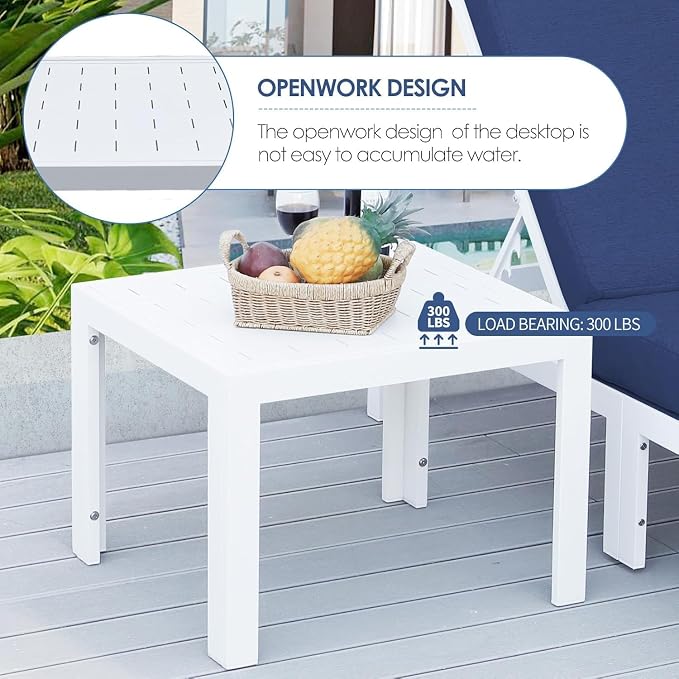 NICESOUL 14 Piece Extra Large Contemporary Aluminum Outdoor Furniture Set with End Table 29" Deep Wide Couch Set, 500 lbs High Weight Capacity Modular Patio Sectional Sofa for Poolside Deck, Navy Blue