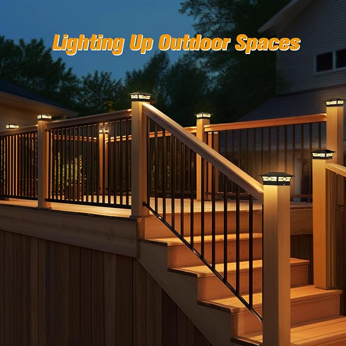 JOFIOS Solar Post Cap Lights Outdoor 12pack, Waterproof Solar Powered Deck Fence Post Lights for 4x4 Wood/Vinyl Posts, Solar Outdoor LED Light with Cool/Warm Lighting Decorate Garden Patio Porch…