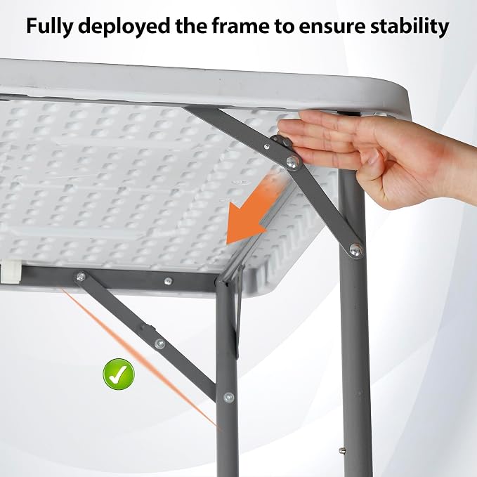 34" Square Folding Table, Heavy Duty Portable Plastic Card Table for Picnic Party Camping Dining Indoor Outdoor, Lightweight, White