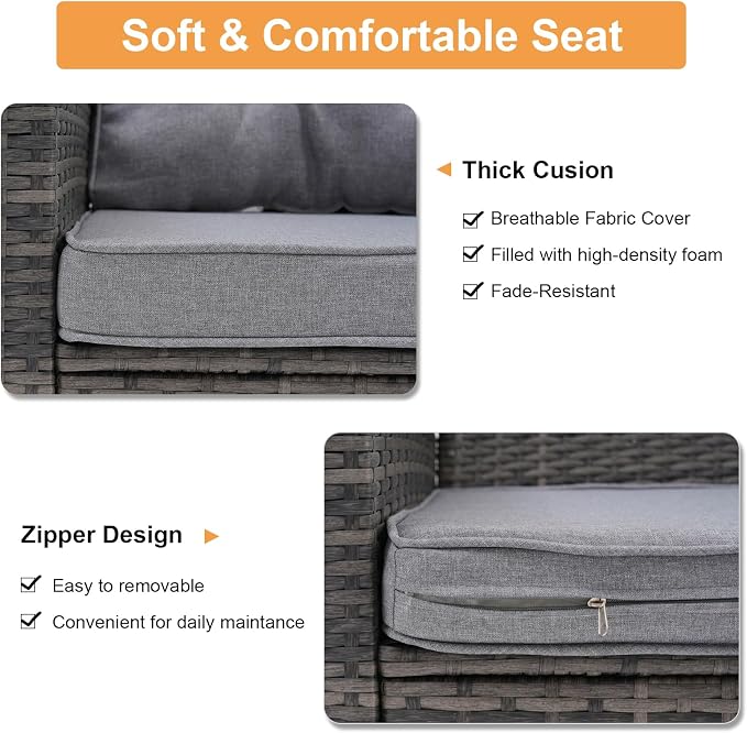 Super Patio 8 Pieces Outdoor Patio Furniture Set, Wicker Patio Conversation Sets with Storage Box, Rattan Outdoor Sectional Sofa Set with Cushions and Coffee Table for Outside Porch, Deck, Gray
