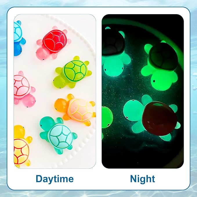 100PCS Mini Resin Turtles, Small Colorful Turtle Figurines Bulk Set | Tiny Resin Animals for Ocean Theme Party Decor, DIY Crafts, Cake Toppers (10 Vibrant Colors)