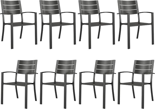 Sophia & William Metal Outdoor Dining Chairs Set of 8 - Stackable Black Patio Chairs, 300lb Capacity
