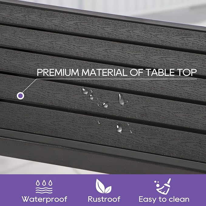 Outdoor Bar Table, 55" Black Patio Counter Height Bar Table, Outdoor Console Table with Weather Resistant Waterproof Top for Hot Tub, Balcony, Garden, Yard, Poolside,Black (Black, 55")
