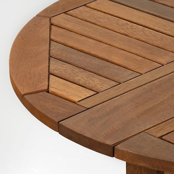 Furinno TIOMAN Patio Table, Gateleg Round Outdoor Side Table, Coffee Table, for Patio, Garden, Porch, Natural