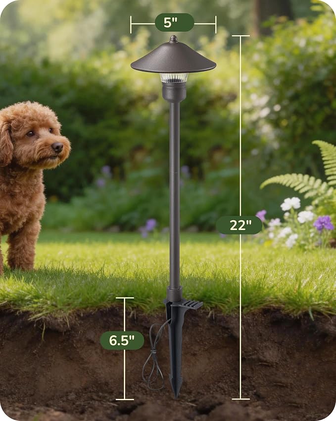EDISHINE Low Voltage Landscape Lighting, Wired LED Pathway Lights 4 Pack | 16.5" Tall, 12V AC/DC, 3W 150LM 3000K, 50,000H, Waterproof Aluminum for Walkway, Driveway, Garden, Path, Yard