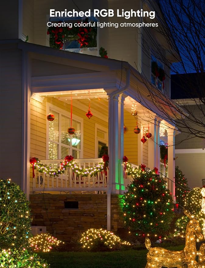 APPECK Outdoor String Lights 76FT with 200 LEDs, RGB Outdoor Patio Lights | IP65 Waterproof Porch String Lights, Color Changing, Scene Modes, for Garden Yard Holiday Party Daily Decor, Alexa Compatible