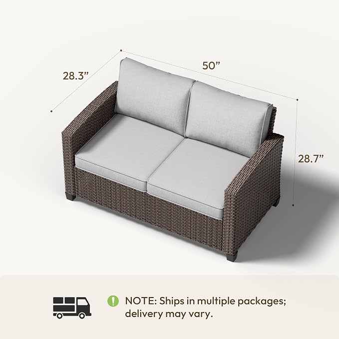 Patio Furniture Set - All-Weather - 1 Piece Wicker Outdoor Patio Conversation Set, Modular Rattan Sectional Sofa for Backyard, Garden, Patio, Poolside