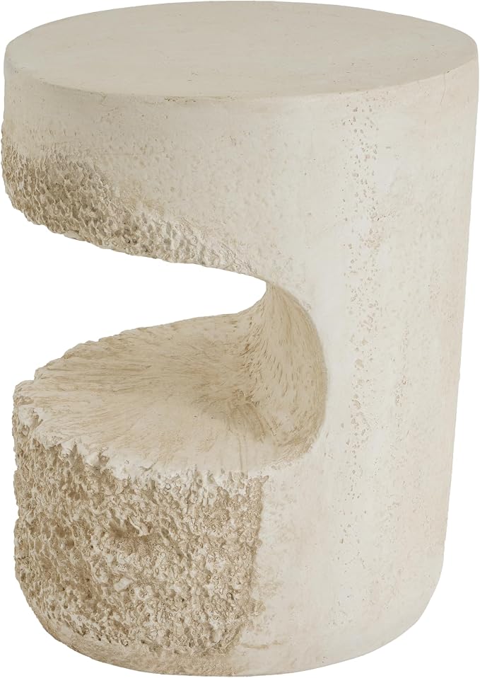 Christopher Knight Home Skye Round MGO Outdoor Side Table With Hollow Cylindrical Design, Square Accent Table with Stone-Like Texture, Weather Resistant Small End Table for Indoor/Outdoor Usage, Beige
