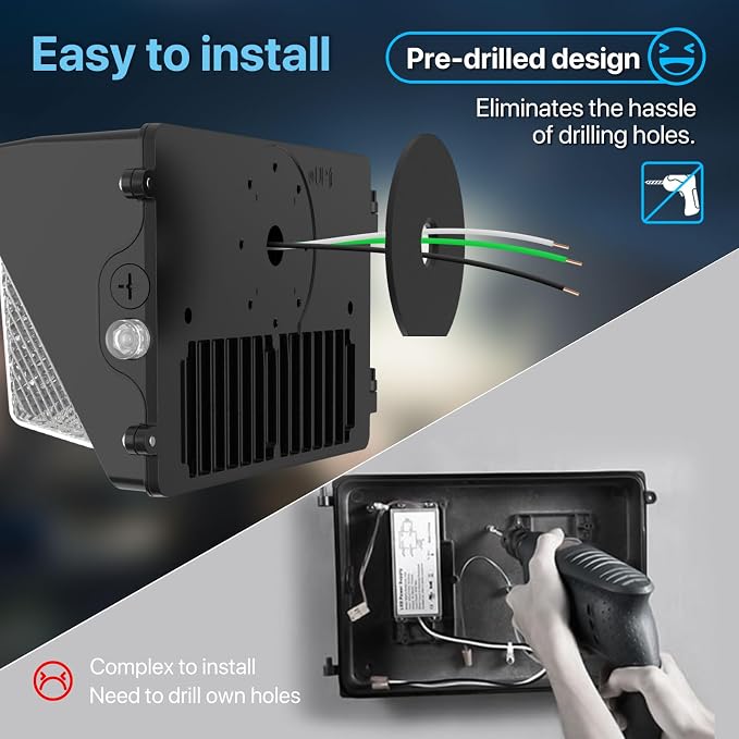 HYPERLITE 120W LED Wall Pack Light with Dusk-to-Dawn Photocell, Ideal Outdoor Security Lighting Commercial and Industrial LED Wall Lights for Parking lot Garage Warehouse Factory ETL Listed