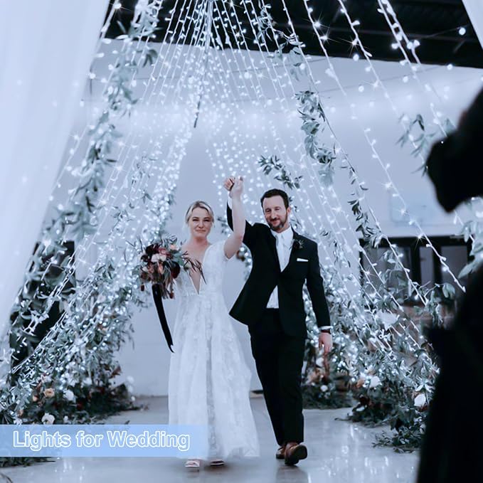 JMEXSUSS 800 LED White String Lights Indoor Outdoor, Wedding Lights Plug in | Christmas Tree Lights with Remote, Decorative Lights for Room Classroom Yards Patio Decor, Timer