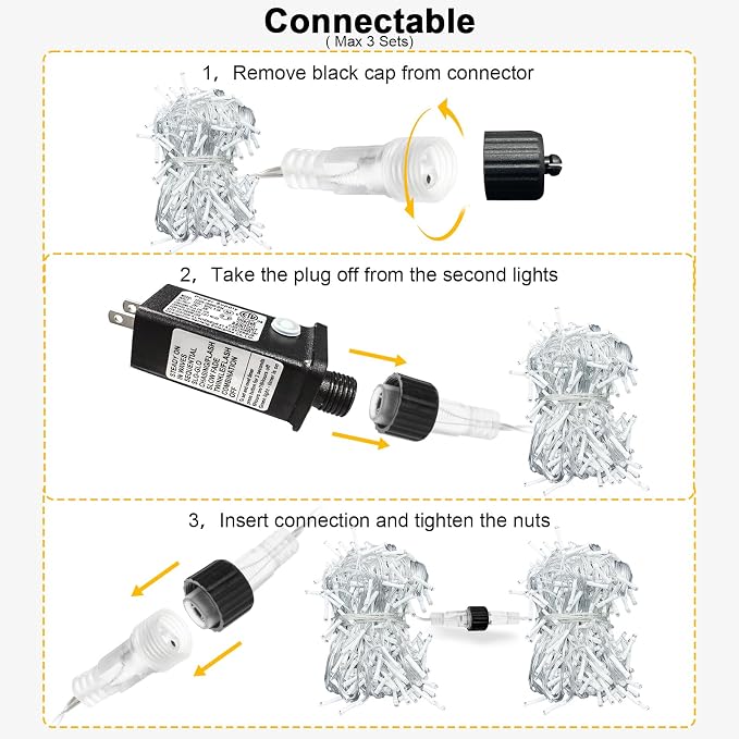 White Christmas Lights Outdoor 66ft 640 LED Icicle Lights for Outside House | Connectable LED String Lights Clear Wire 8 Modes Timer Plug in Waterproof for Holiday Eaves Yard Roof Party Xmas Decoration