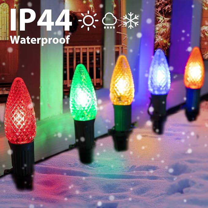Brightown Strawberry C9 Christmas String Lights Outdoor - 25.7 Feet 20 LED Pathway Lights, Connectable C9 Walkway Light, Waterproof Christmas Light Outdoor Decoration for Lawn Outside, Multicolor