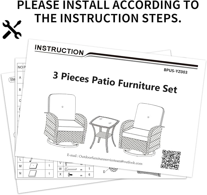 SHGJ&SOFT 3 Piece Patio Furniture Set, 2 Outdoor Swivel Rocking Chairs with Side Table, Wicker Glider Chairs, All-Weather Rattan Bistro Set for Porch, Deck, Pool (Red, Brown Open-Weave Rattan)