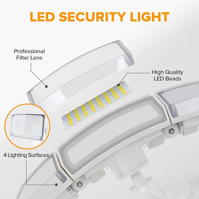 LUTEC 75W 8000 Lumen Floods Light Outdoor, Switch Controlled LED Security Lights with 3 Adjustable Heads, 5000K Daylight, IP65 Waterproof Exterior Flood Light for Outside Garage, Yard, Patio-White