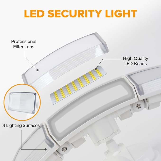 LUTEC 75W 8000 Lumen Floods Light Outdoor, Switch Controlled LED Security Lights with 3 Adjustable Heads, 5000K Daylight, IP65 Waterproof Exterior Flood Light for Garage, Yard, Patio (White) - 2 Pack
