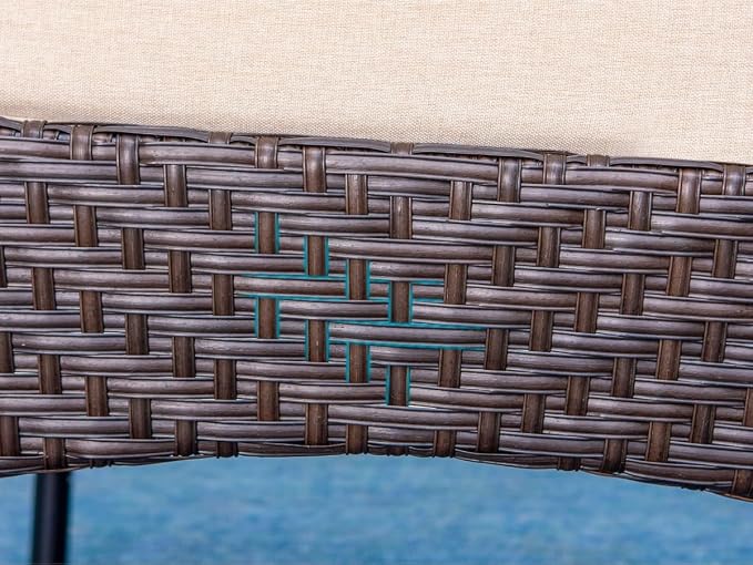 PHI VILLA Patio Dining Chairs Outdoor Wicker Chairs Set of 2 with Cushions | Heavy Duty Outdoor Metal Wicker Dining Chair with Padded Cushions, Large All Weather Wrought Iron Patio Chair for Balcony