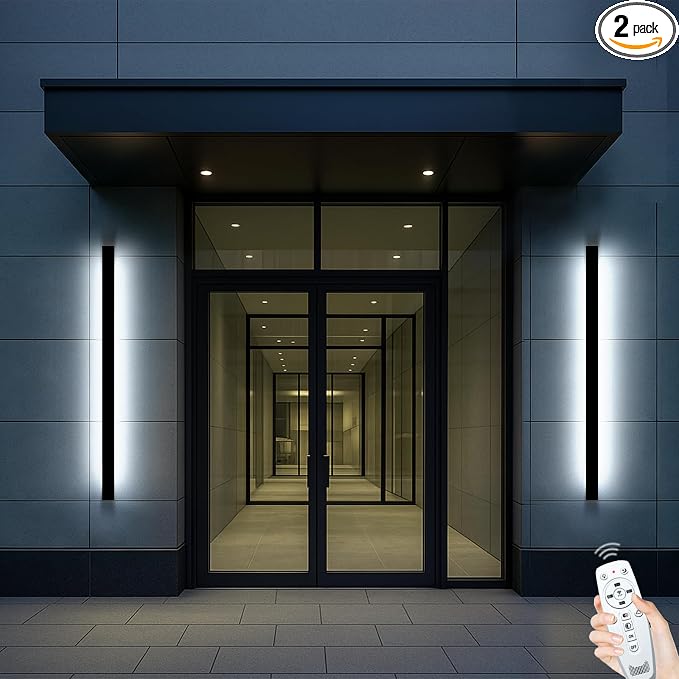 70.87 Inch Long Outdoor Wall Sconces Set of 2, Modern Wall Light with Remote Control, IP65 Waterproof Exterior Linear Wall Light for House Garage 2700-6500K Dimmable
