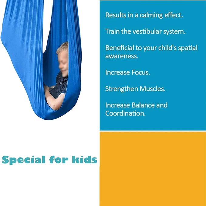 Adjustable Sensory Swing Children's Elastic Swing Set Aerial Flying Yoga Cuddle Hammock for Kids Or Adults Autism ADHD (Color : A, Size : 150 x 280 cm (L x W).)