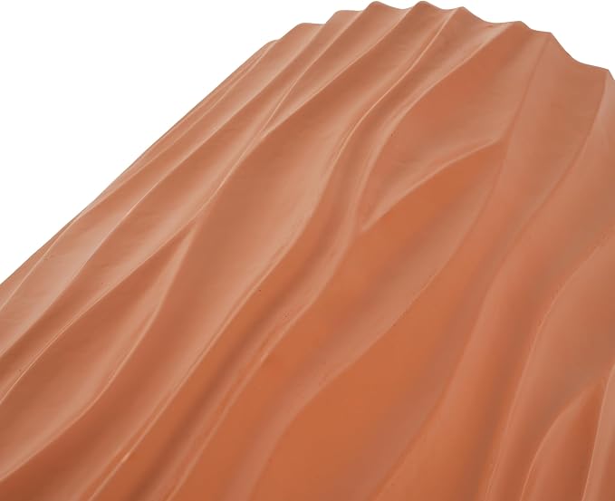 Terracotta Wave Textured MGO Cylindrical Side Table, Indoor & Outdoor Multi-Use Stool Table for Living Room Patio Balcony