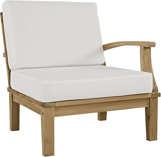 Modway EEI-1822-NAT-WHI-SET Marina Premium Grade A Teak Wood Outdoor Patio Furniture Set, 2 Piece, Natural White
