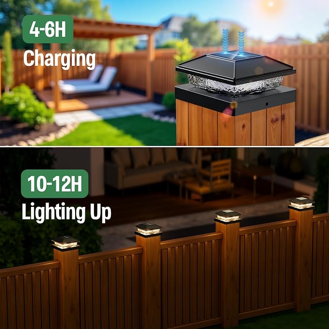 JOFIOS Solar Post Cap Light 16Pack, IP65 Waterproof, Fit 4x4/3.5x3.5 Posts | Post Cap Lights, 4x4 Deck Fence Solar Lights, Waterproof, Outdoor Post Lights for Vinyl/Wood Posts for Patio Porch Garden