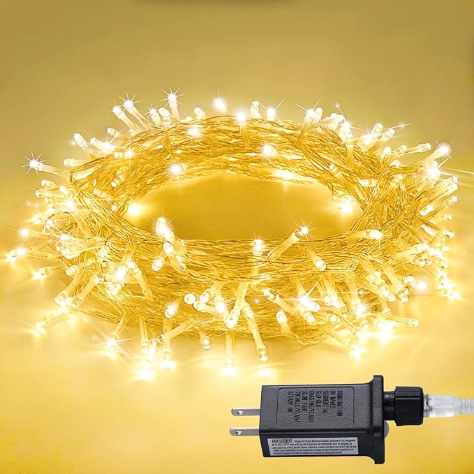 JMEXSUSS 100 LED String Lights Indoor Bedroom Warm White Christmas Lights | 8 Modes Plug in Classroom Lights, 33 ft Connectable Room Fairy Twinkle Light Outdoor for Mirror Room Home Garden Xmas Tree
