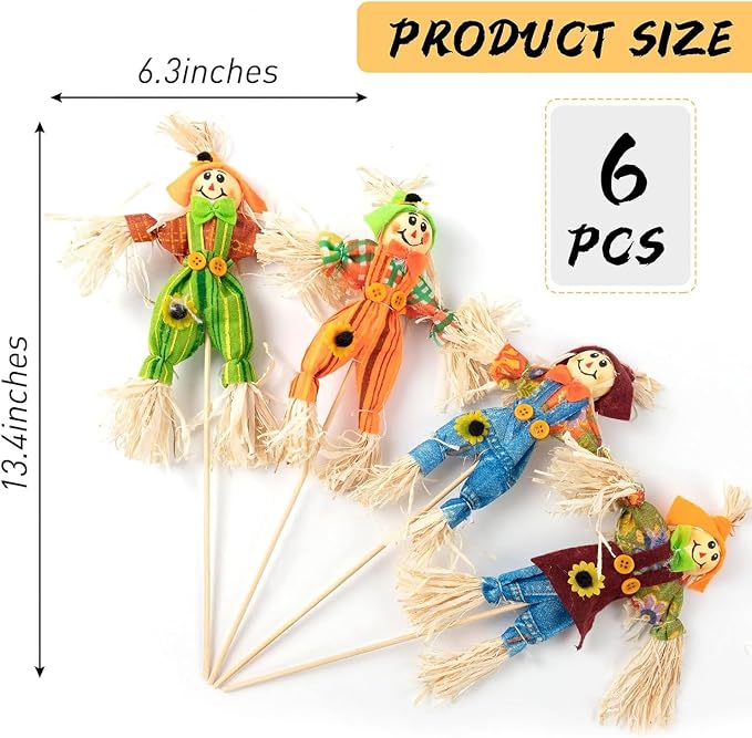 6 PCS Halloween Scarecrow Decorations, Scarecrows Fall Decor | Outdoor, Fall Harvest, Standing Scarecrow, for Garden, Home, School, Yard, Porch, Thanksgiving Decor ﻿