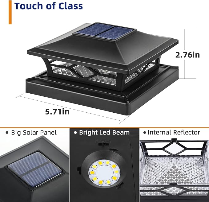 APONUO Solar Post Cap Lights,12 Pack 2-Modes Bright 4x4 Post Solar Lights Auto On Off,Outdoor Waterproof Garden Patio Fence Deck Patio Decor for Fence Deck Post Caps 4x4 6x6 Wood,4x4 Vinyl